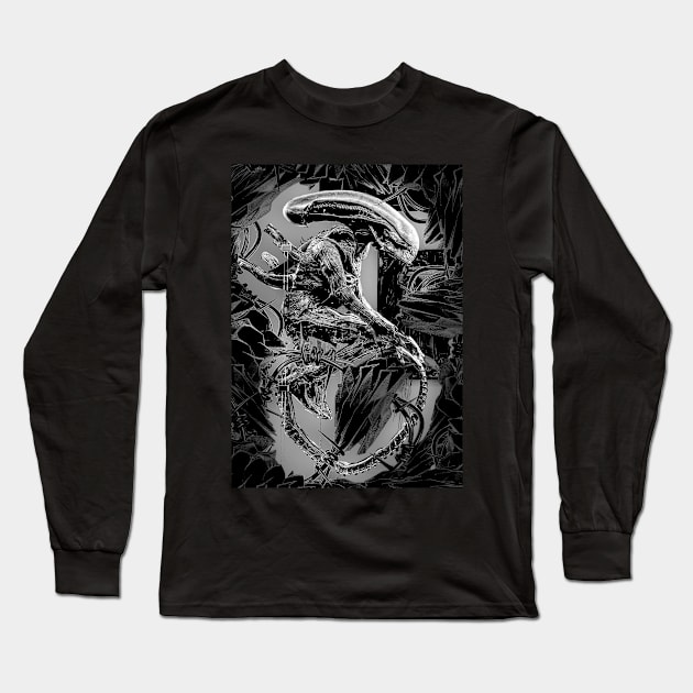 aliens xenomorph lab space horror movie Long Sleeve T-Shirt by syanart